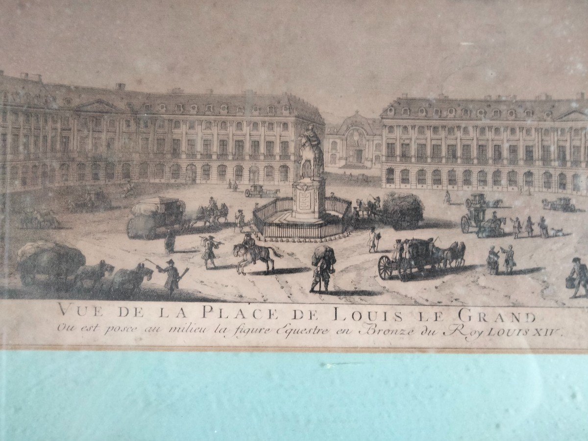 Engraving - View Of The Place De Louis Le Grand - 18th Century-photo-4