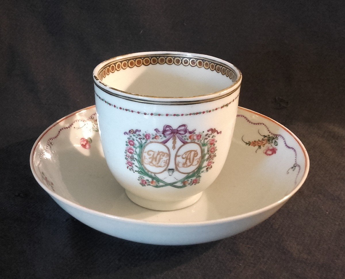 Tasse Et Soucoupe De Mariage  Porcelaine Chine Cie Des Indes XVIIIe