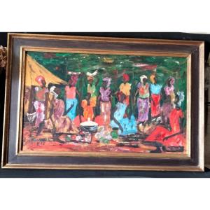 Poto Poto School Painting Signed Ngavouka