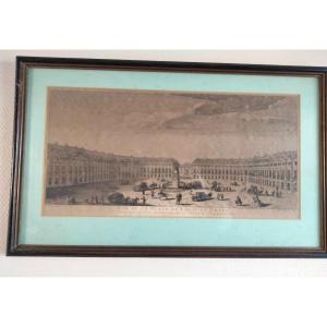 Gravure - Vue De La Place De Louis Le Grand - XVIIIe