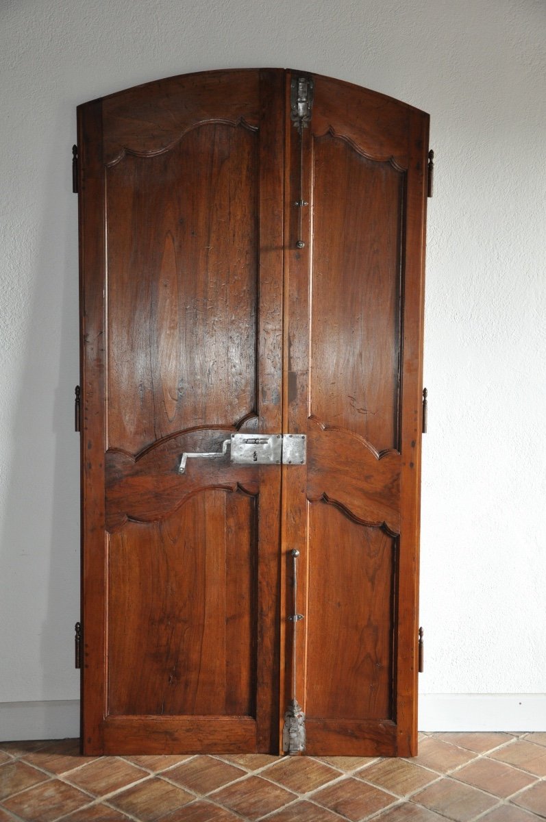 Antique Double-leaf Walnut Communication Door -photo-3