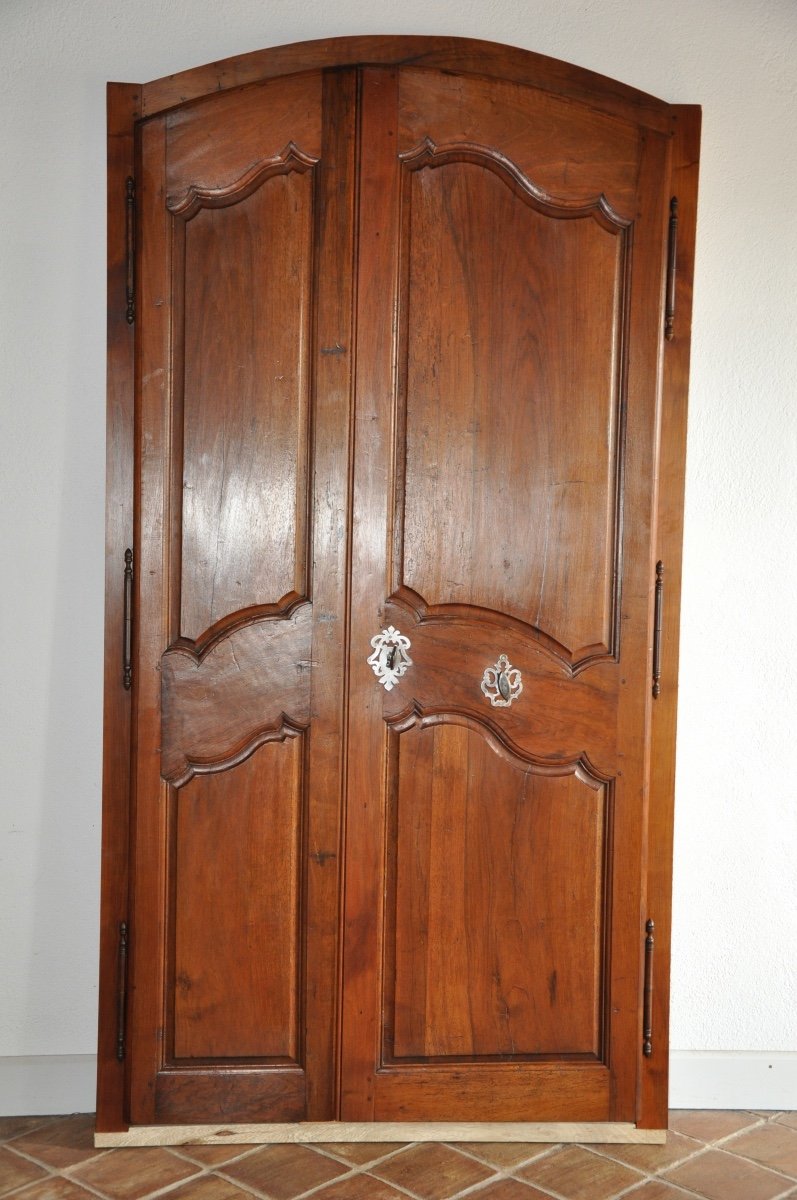 Antique Double-leaf Walnut Communication Door 