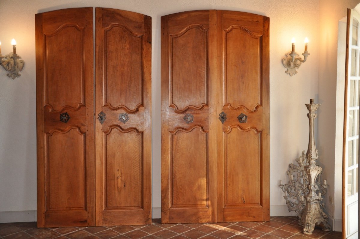 Two Antique Double-leaf Double-sided Walnut Communication Doors, Eighteenth Louis XVI Style -photo-3