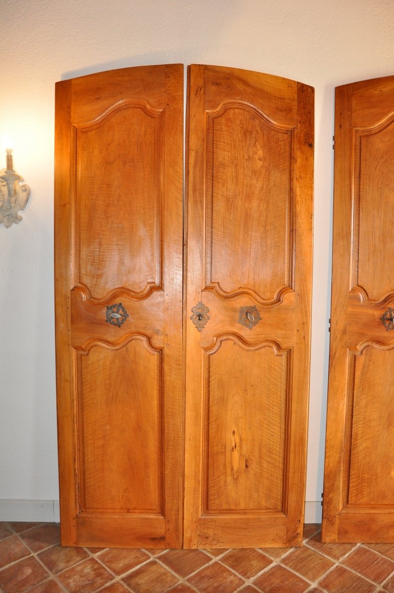 Two Antique Double-leaf Double-sided Walnut Communication Doors, Eighteenth Louis XVI Style -photo-4