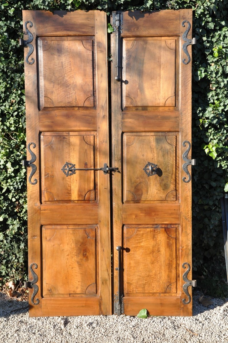 Antique Double-leaf Double-sided Walnut Communication Door From The Eighteenth Century -photo-2