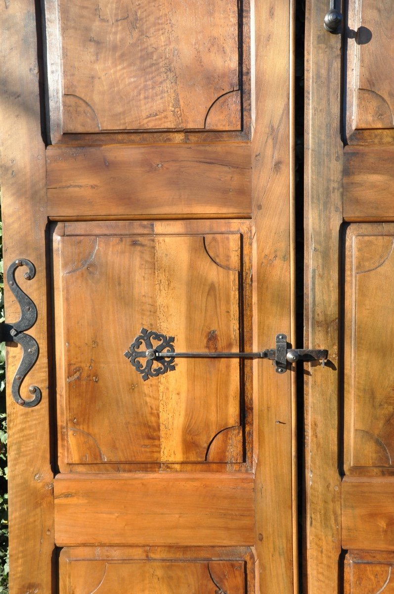 Antique Double-leaf Double-sided Walnut Communication Door From The Eighteenth Century -photo-3