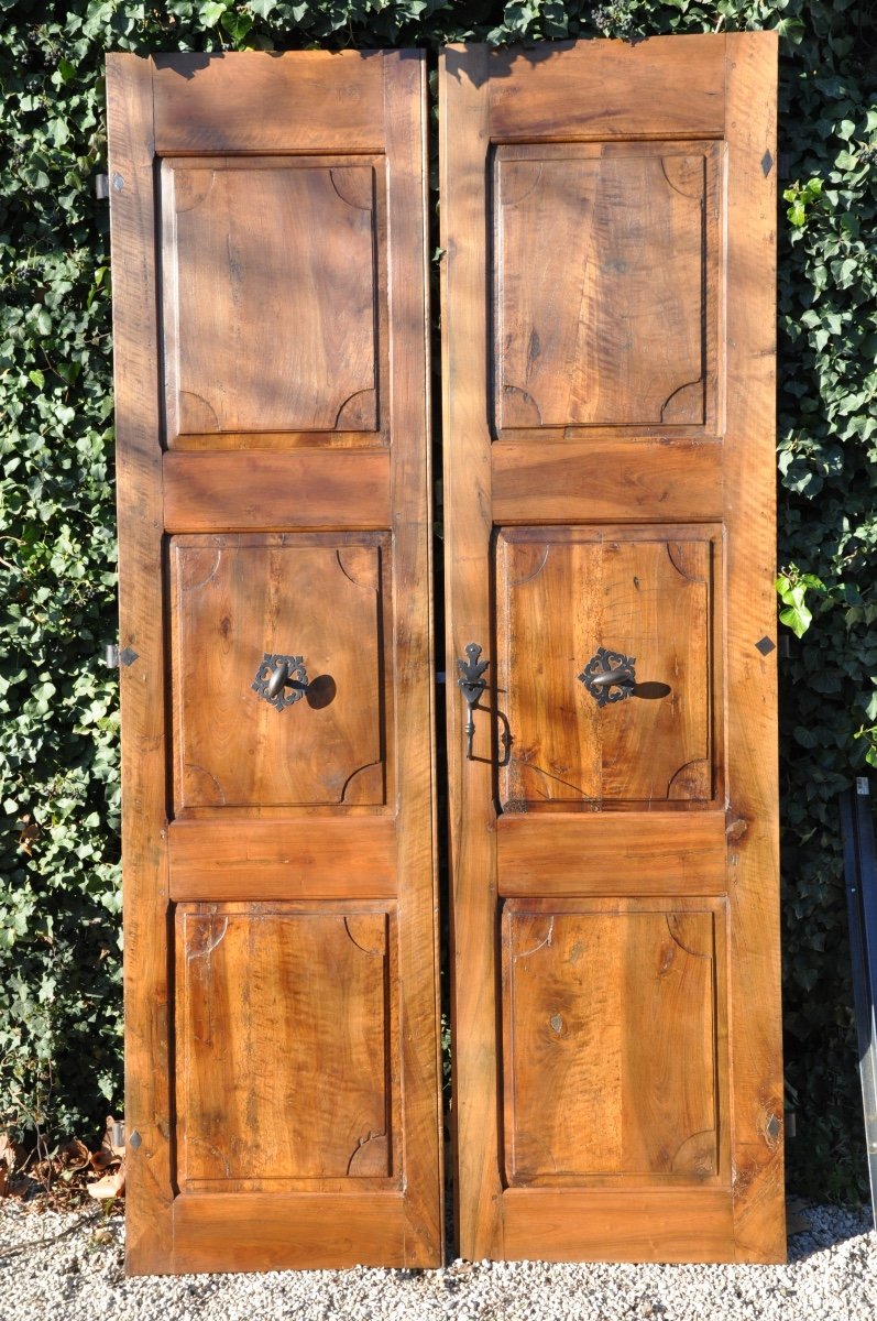 Antique Double-leaf Double-sided Walnut Communication Door From The Eighteenth Century -photo-4