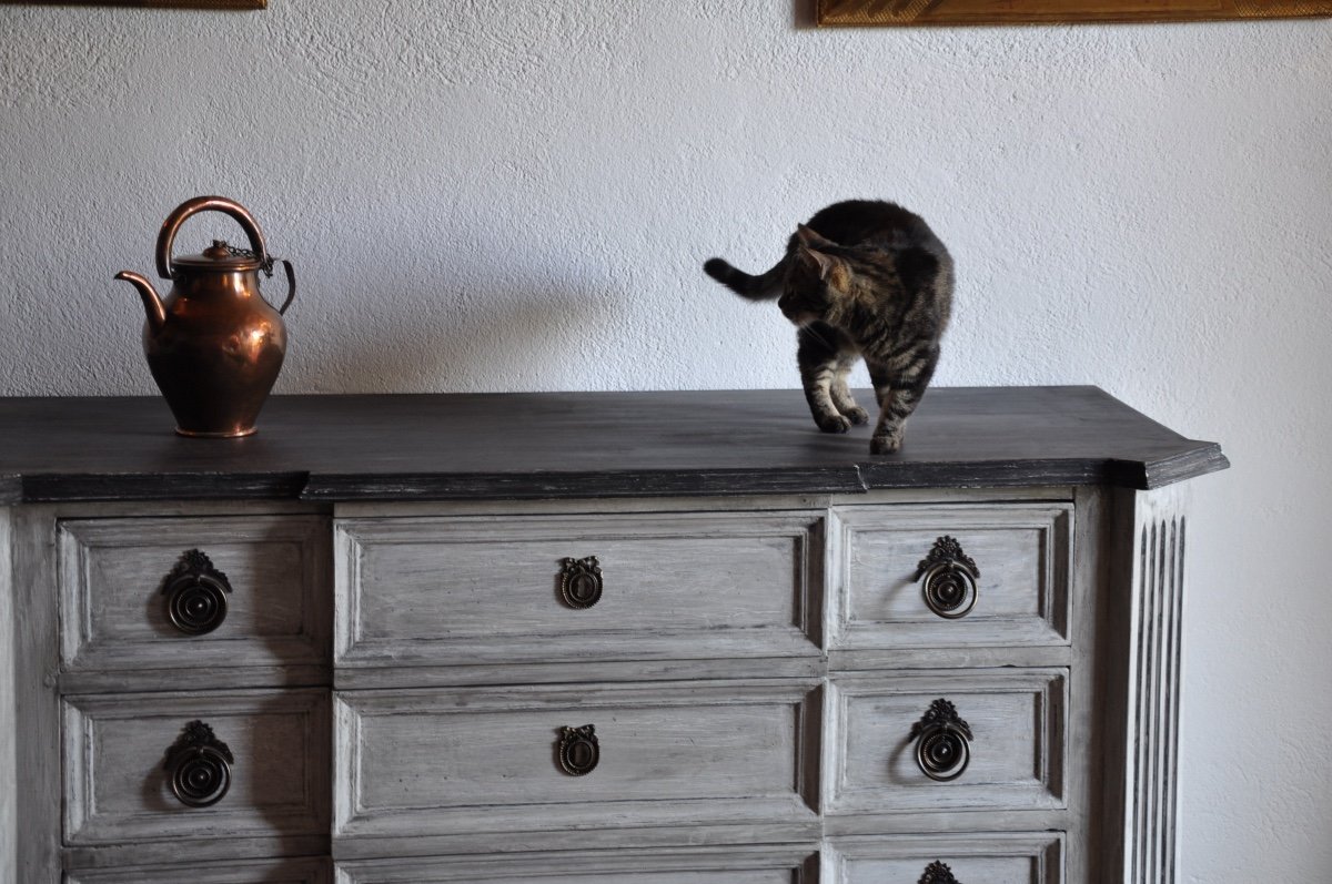 Commode Louis XVI En Bois Peint -photo-3