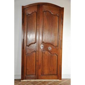 Antique Double-leaf Walnut Communication Door 