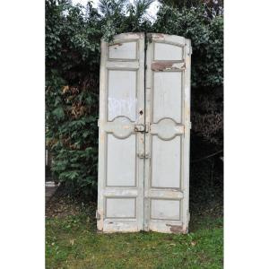 Aixoise Communication Door In Walnut With Two Double-sided Leaves In Walnut, Eighteenth Century