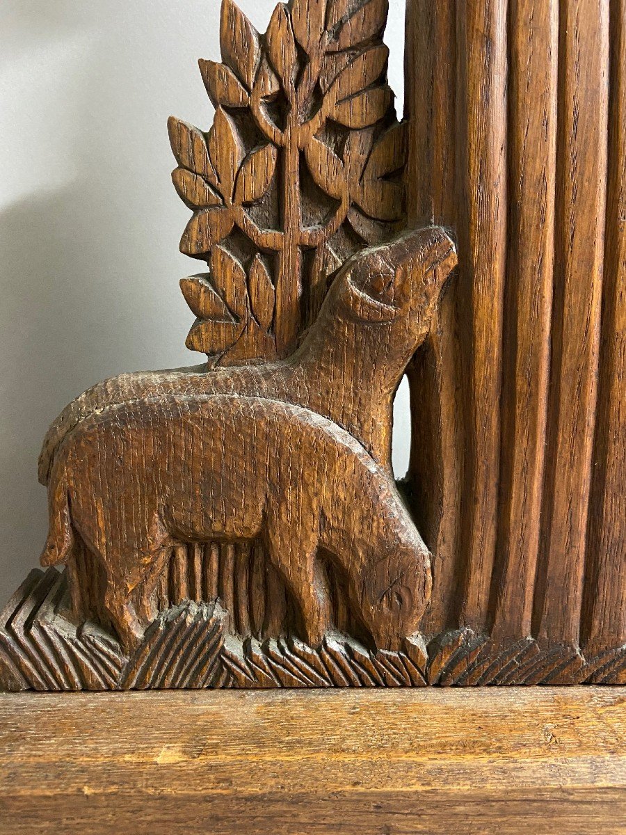 Henri Paul Rey, La Bergère Et Ses Moutons, Sculpture Sur Bois Art Deco-photo-4