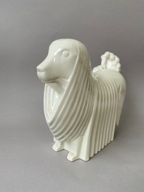 Adnet, Dog, The Poodle. Art Deco Craquelé