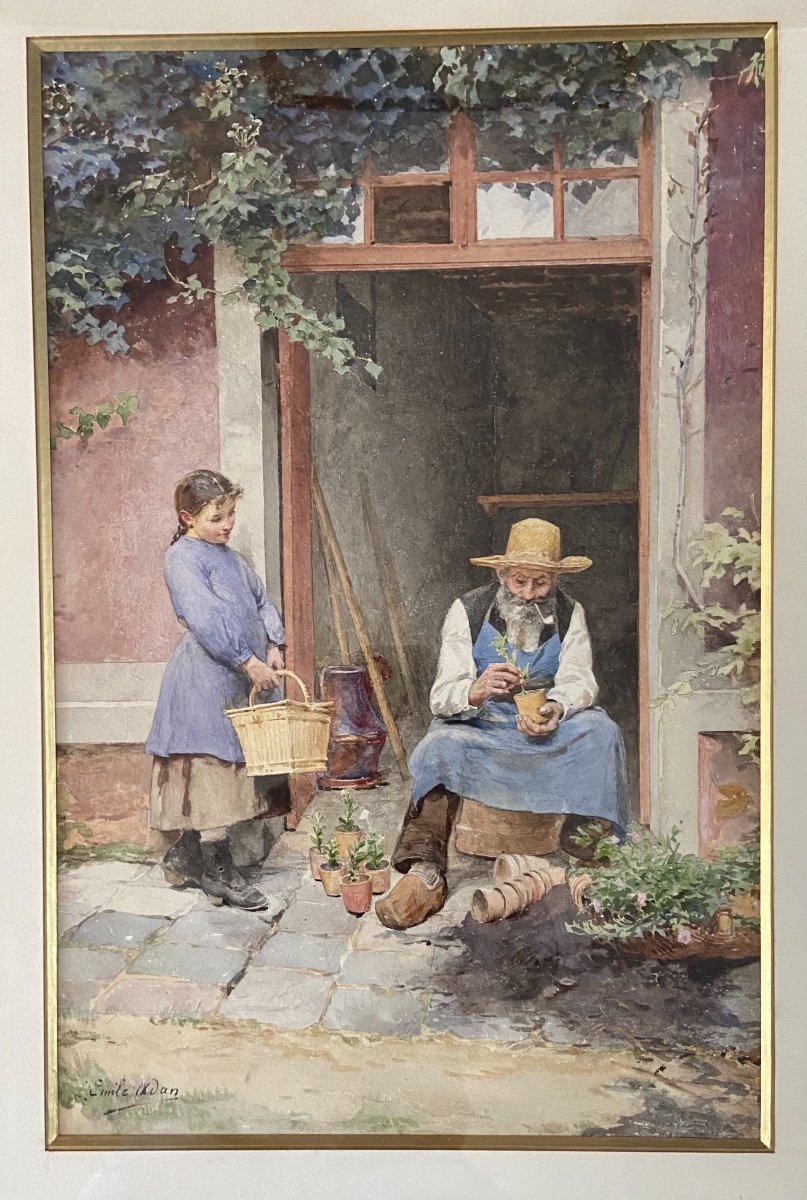 Louis Emile Adam, The Little Girl And The Gardener. The Potting Lesson-photo-2