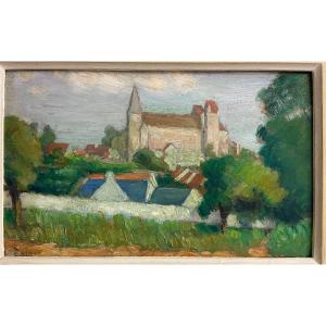 Octave Linet, View Of The Village. Neuville-sur-oise?