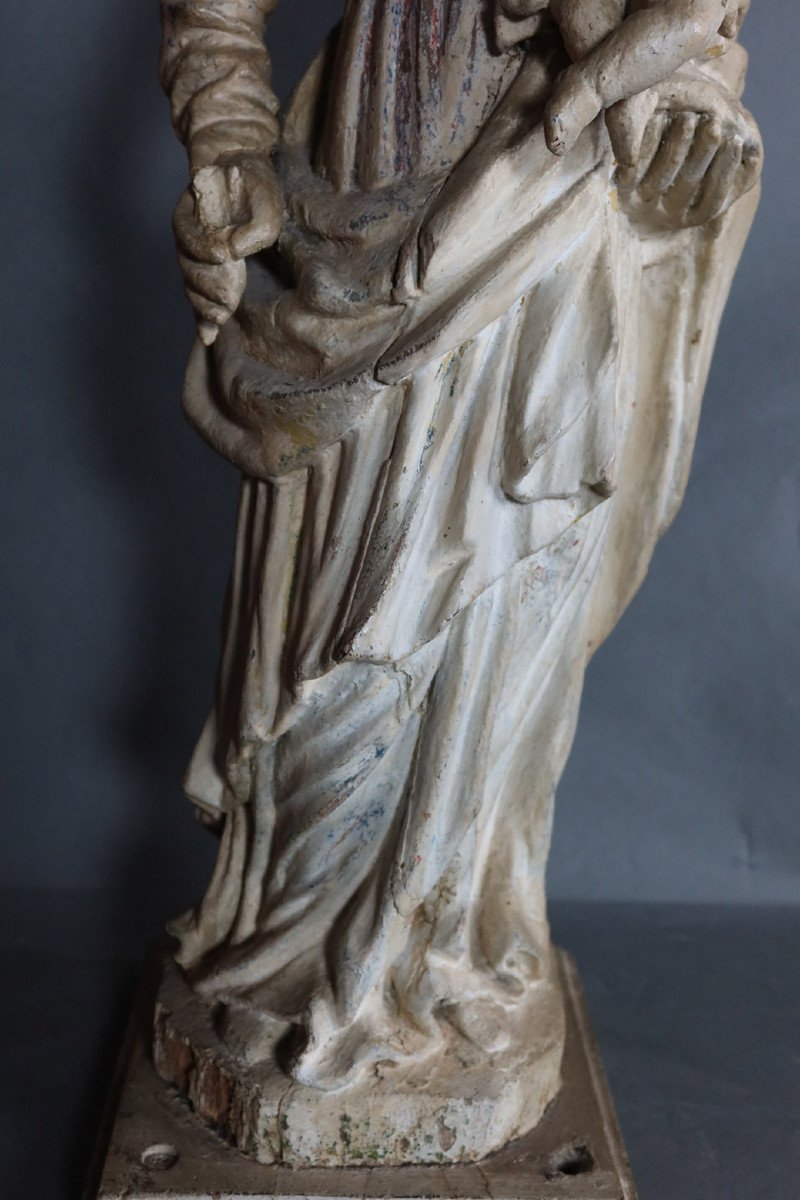 Sculpture "madonna And Child" Late XVII-photo-3