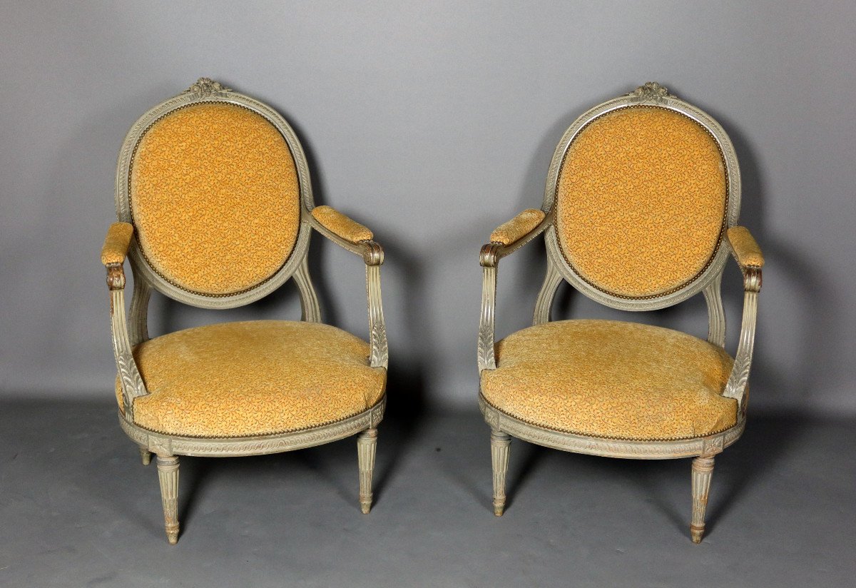 Paire De Fauteuils Louis XVI-photo-4