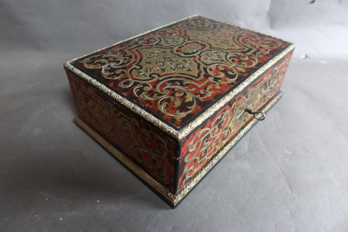 Boulle Style Marquetry Box Signed Alphonse Giroux-photo-2