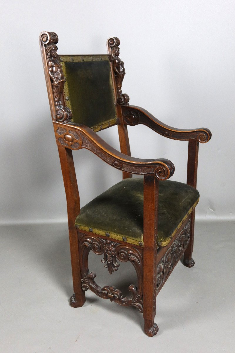 Pair Of Renaissance Style Armchairs-photo-3