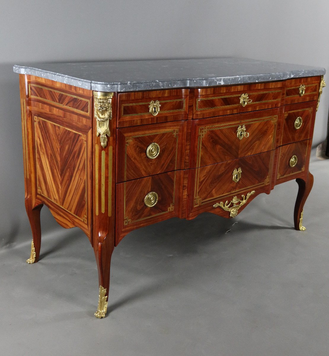 Transitional Commode In 18th Century Marquetry-photo-6