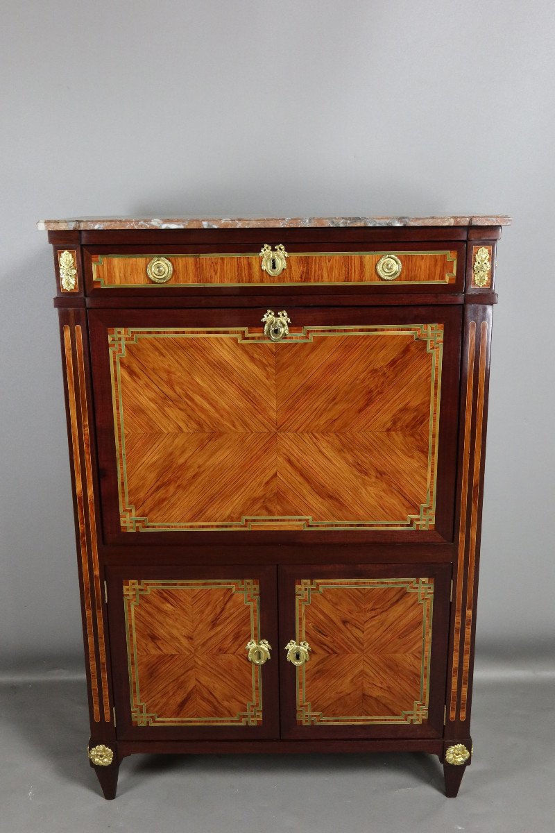 Louis XVI Secretary In Marquetry-photo-4