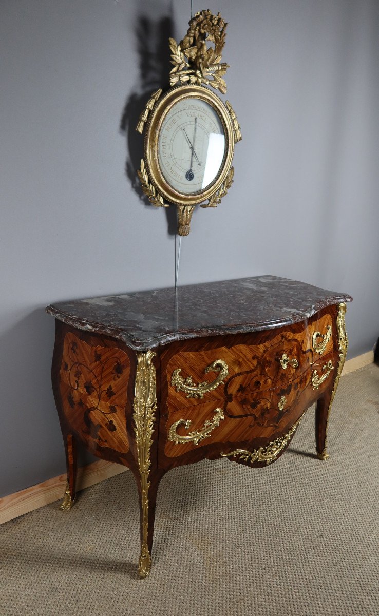 Commode Sauteuse En Marqueterie Estampillée Perreau-photo-4