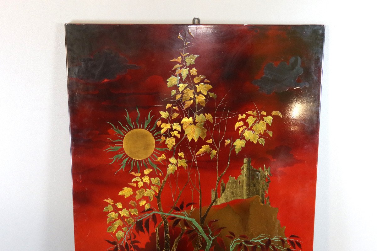 Lacquer Panel Signed Pierre Paulin (1907-2007)-photo-5