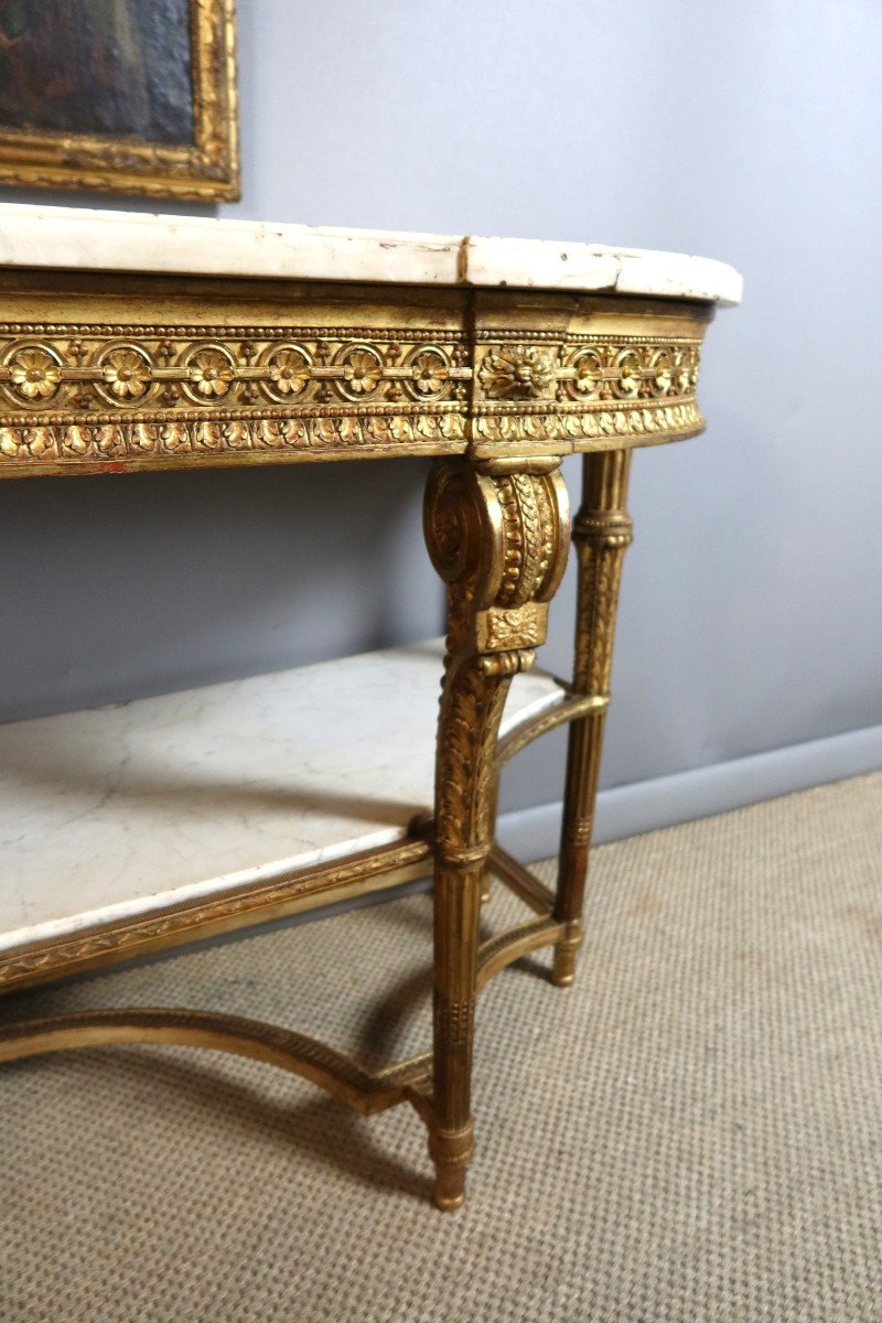 Louis XVI Style Gilded Wood Console-photo-3