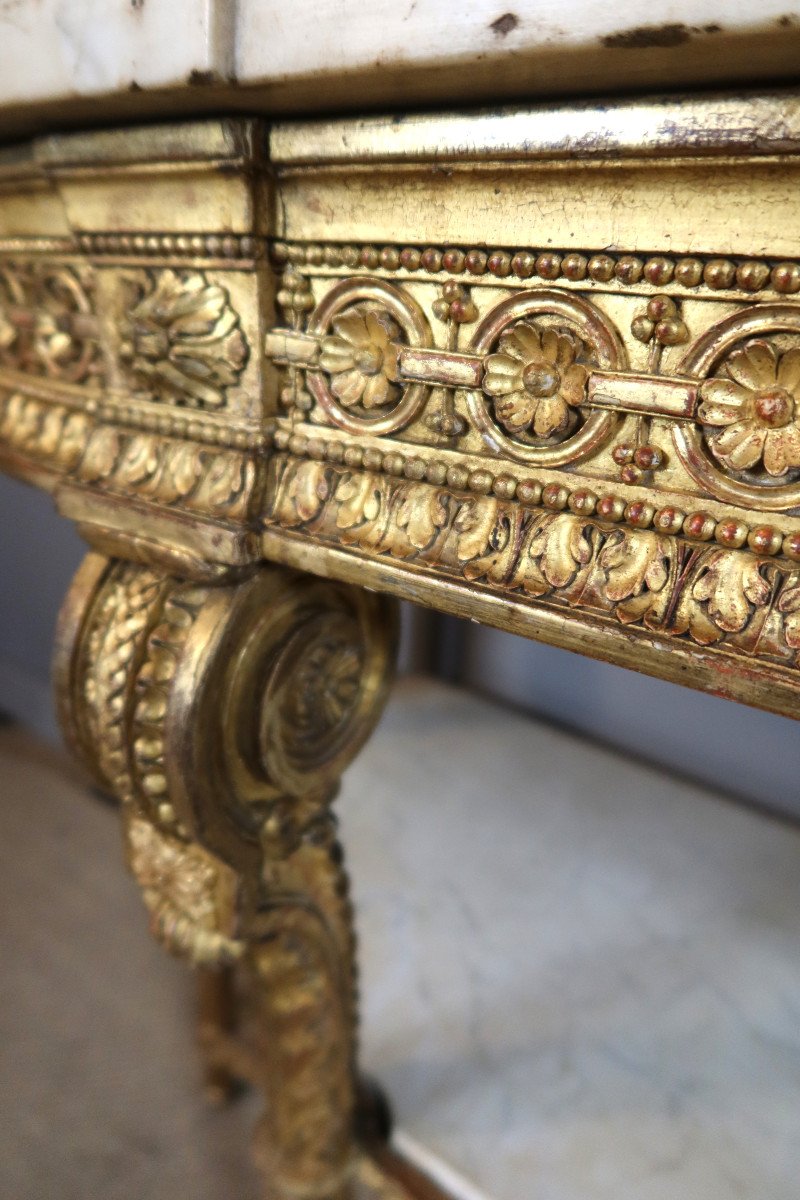 Louis XVI Style Gilded Wood Console-photo-4