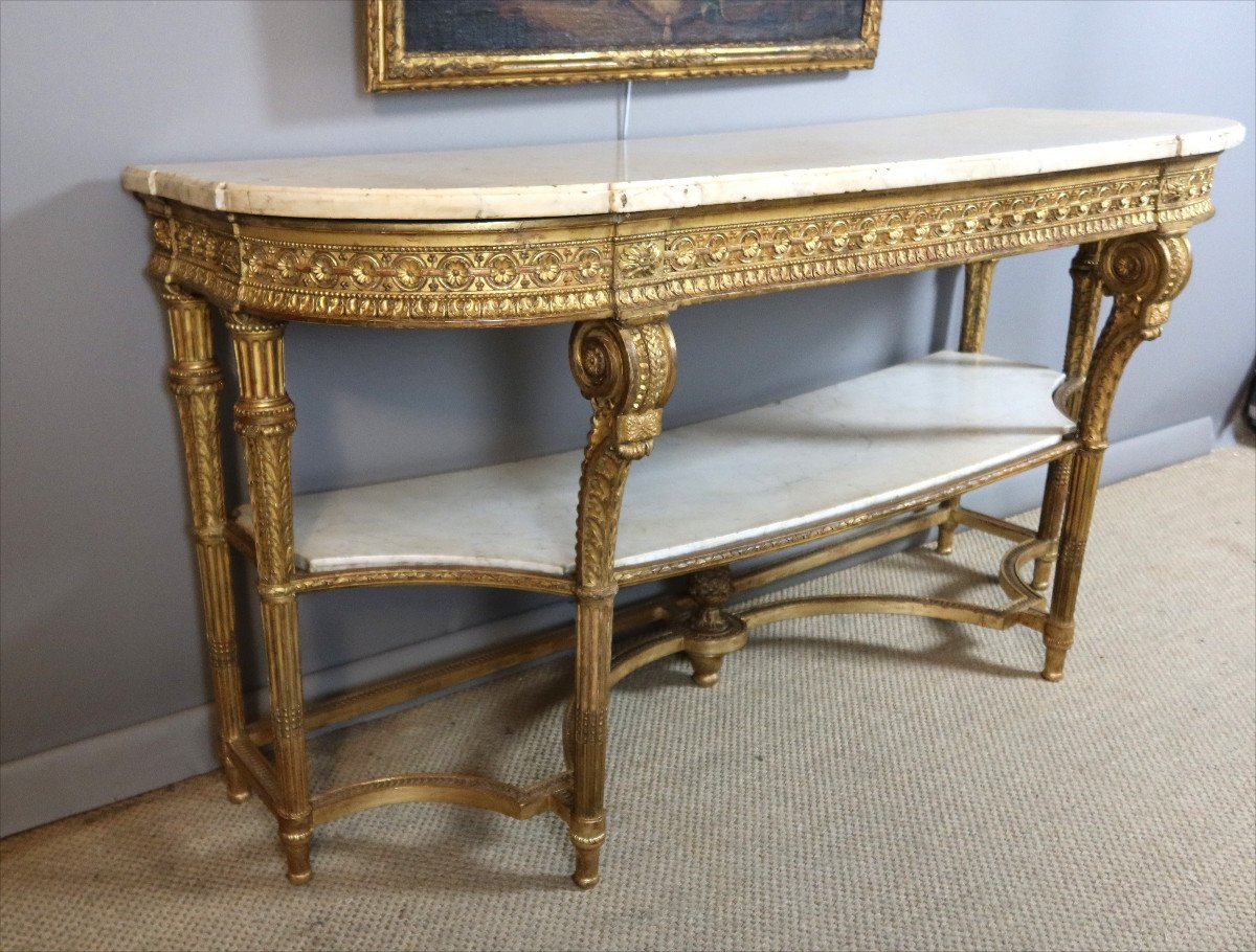 Louis XVI Style Gilded Wood Console-photo-1