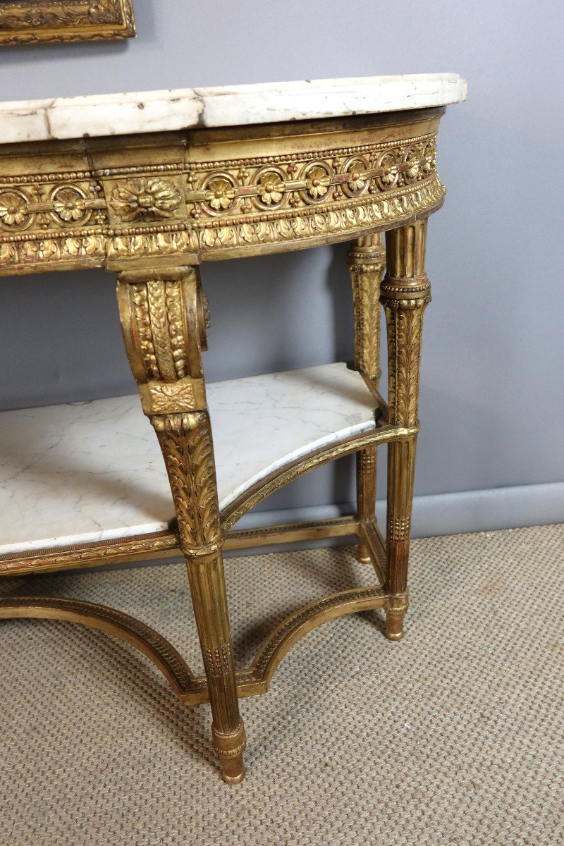 Louis XVI Style Gilded Wood Console-photo-3