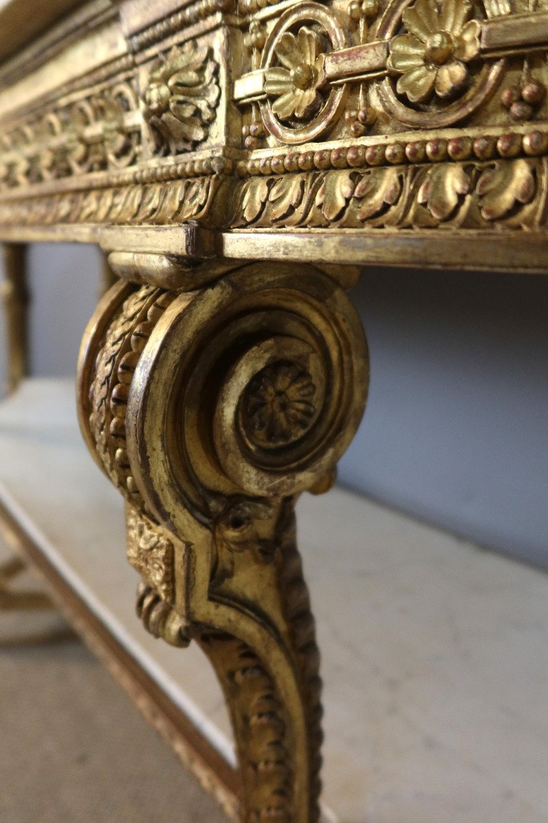 Louis XVI Style Gilded Wood Console-photo-7