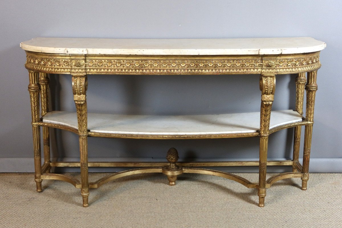 Louis XVI Style Gilded Wood Console-photo-8