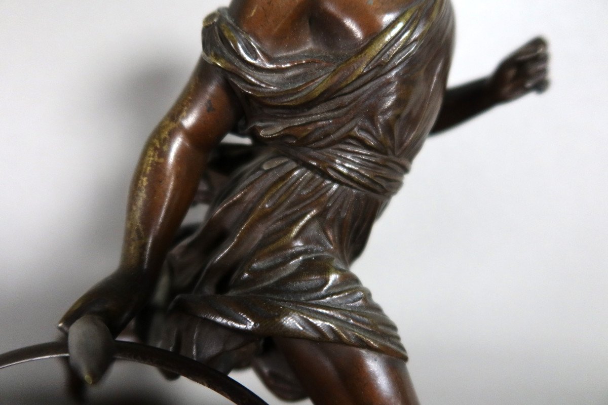 Sujet En Bronze "l'enfant Au Cerceau" Signé Duchoiselle-photo-3