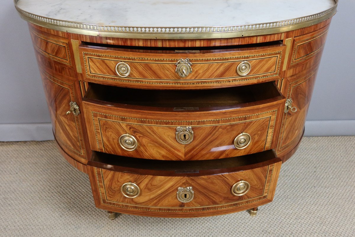 Half-moon Chest Of Drawers Stamped F.ratié, 18th Century-photo-3