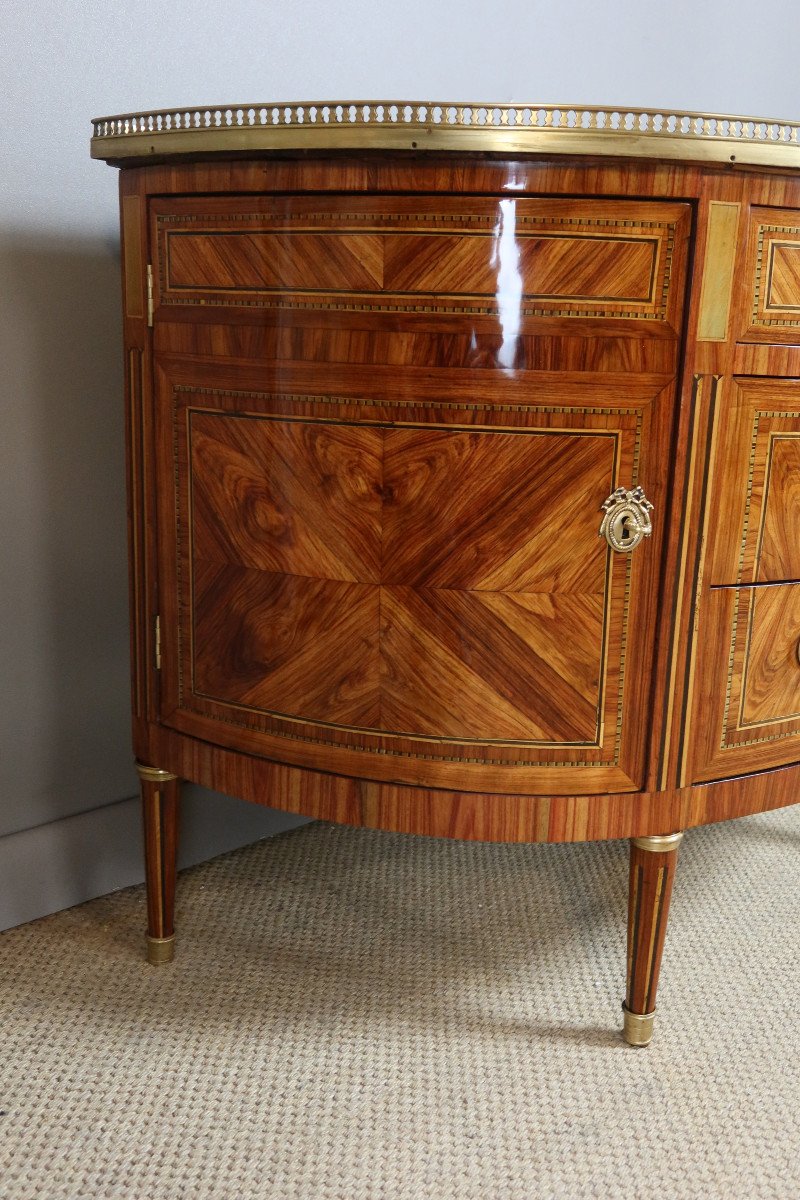 Half-moon Chest Of Drawers Stamped F.ratié, 18th Century-photo-5