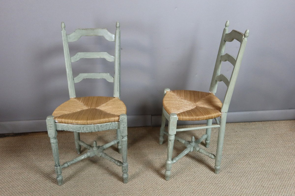 Set Of Eight Louis XVI Style Chairs In Painted Wood-photo-2