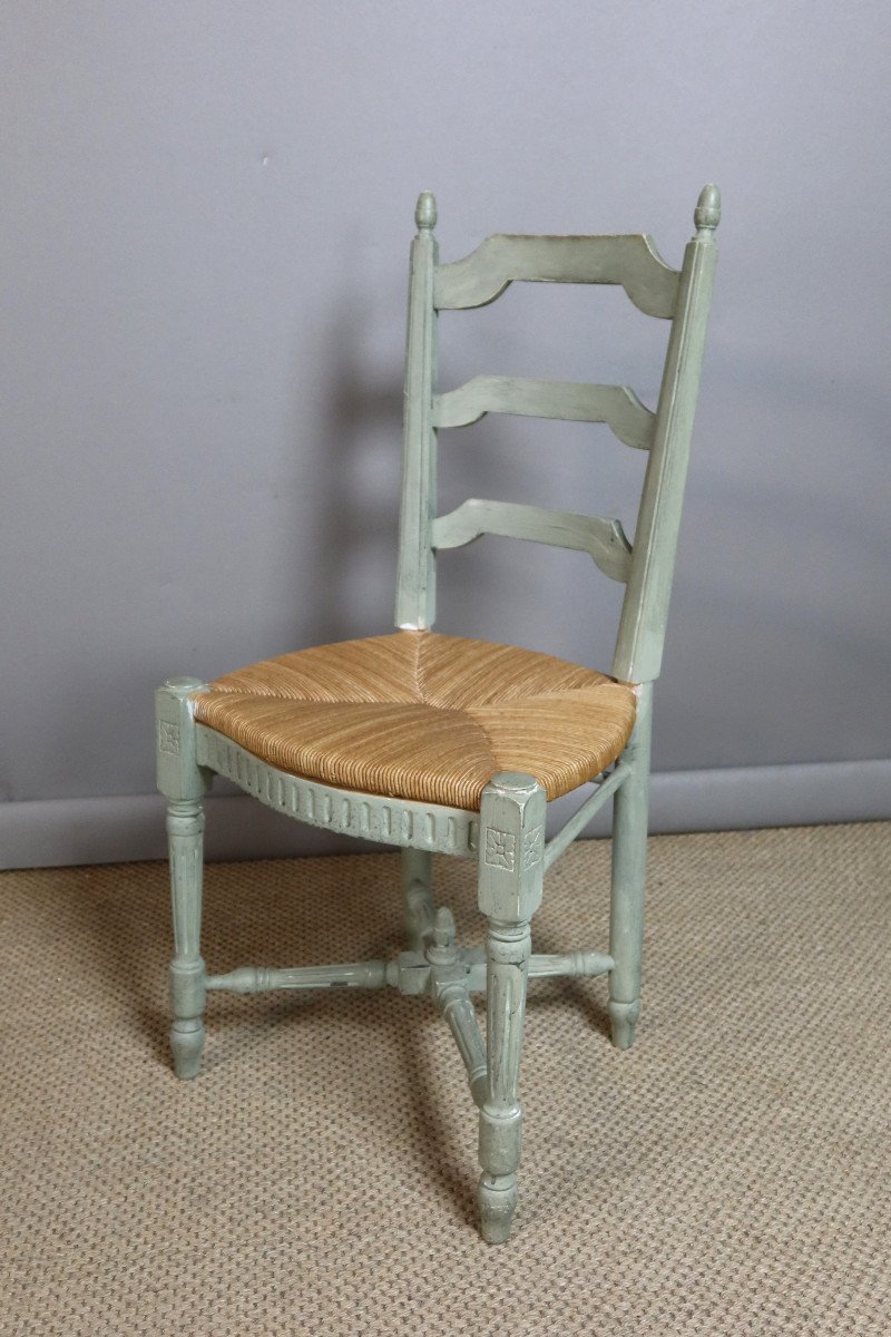 Set Of Eight Louis XVI Style Chairs In Painted Wood-photo-3