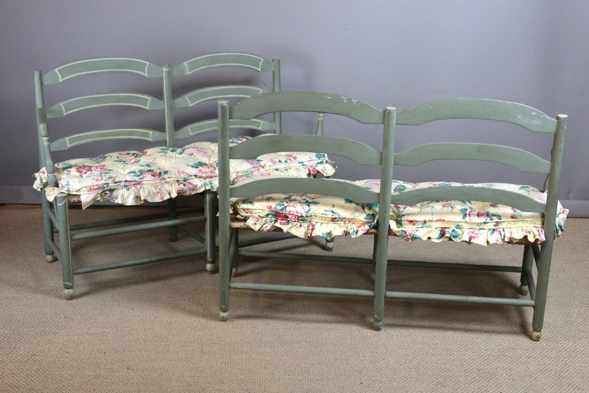 Set Of Eight Louis XVI Style Chairs In Painted Wood-photo-6