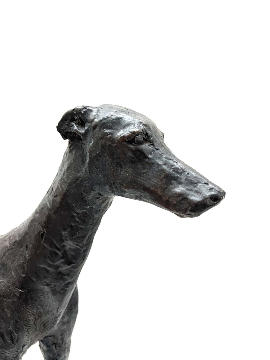 Bronze Sculpture "the Dog" Signed Patrick Lang-photo-3