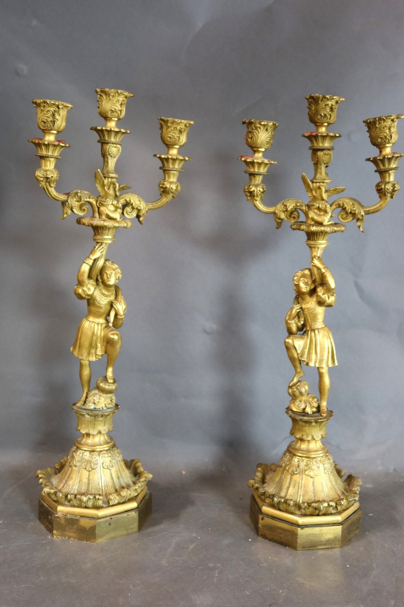 Pair Of 19th Century Gilt Bronze Candelabra