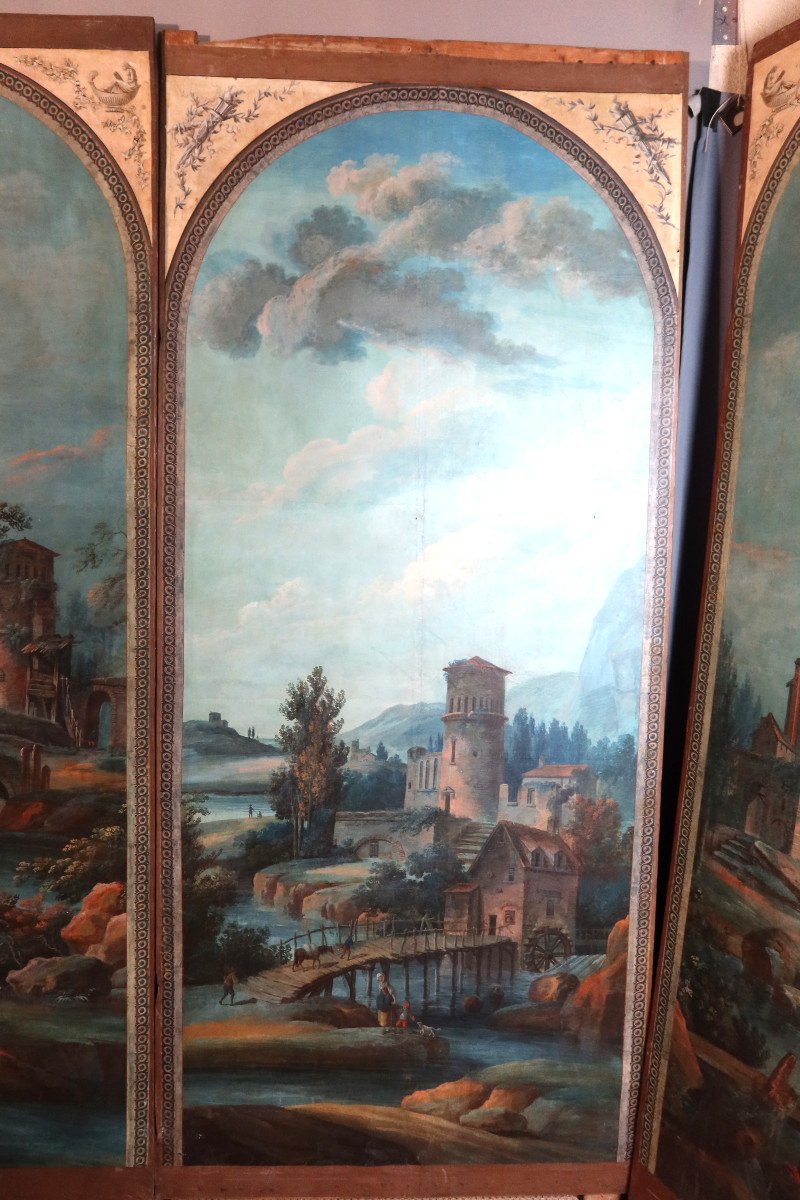 Important Set Of Six Painted Panels (2.60m High) Early 19th Century-photo-6