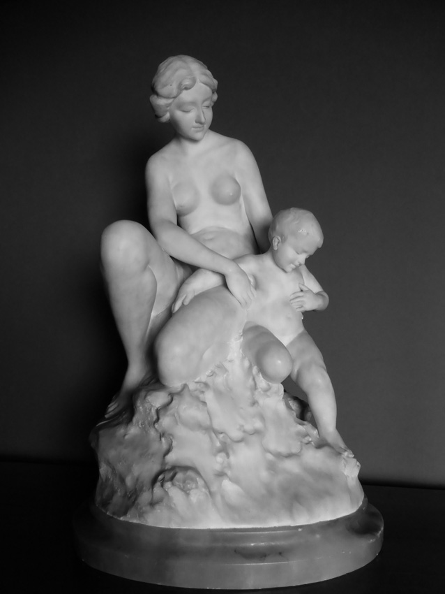 In Carved Alabaster Group Signed A Del Perugia