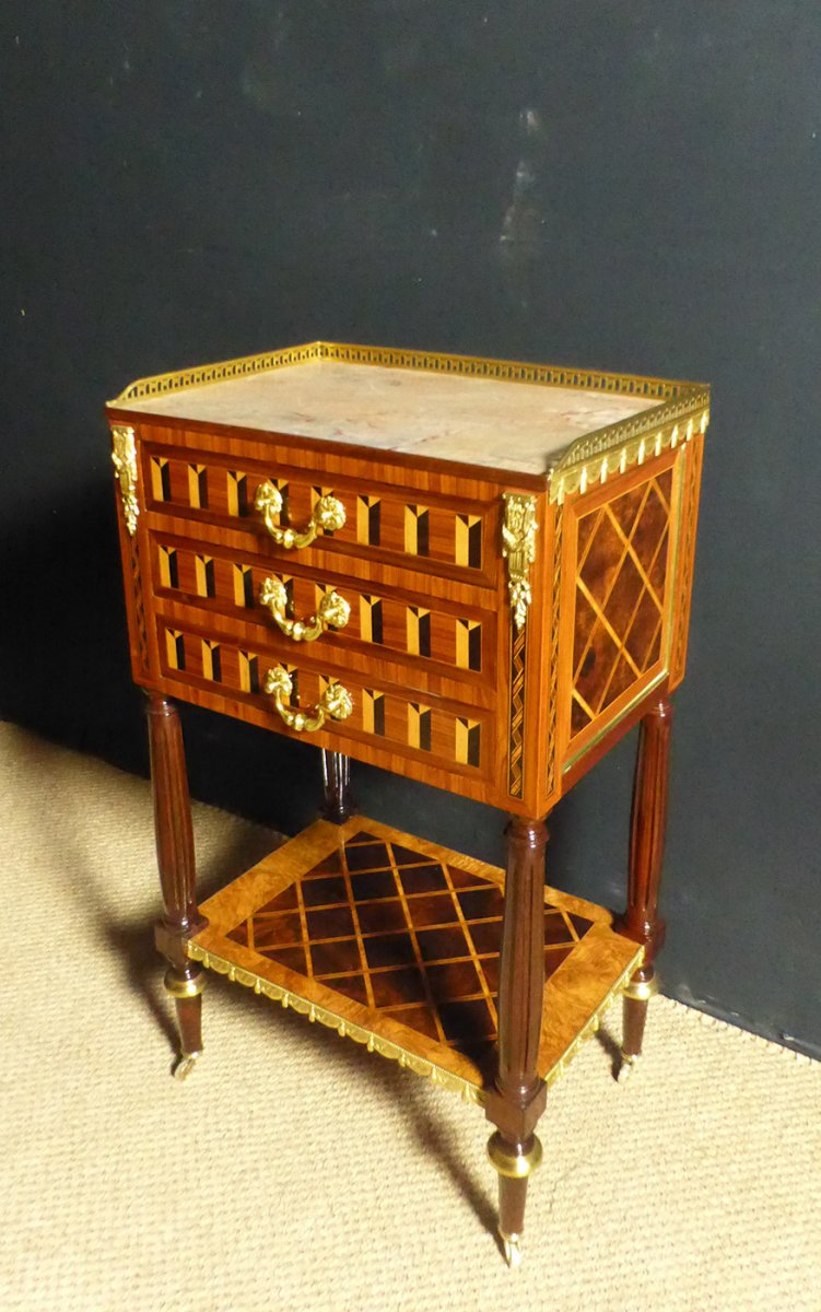 XIX Marquetry Side Table-photo-5