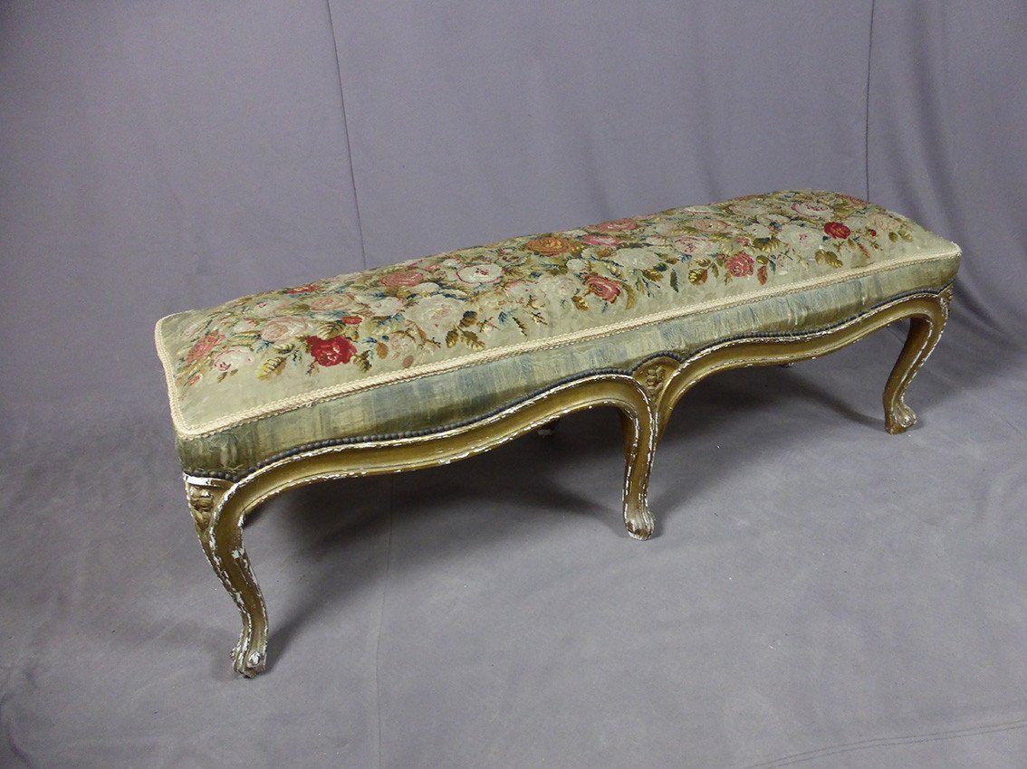 Louis XV Bench In Golden Wood-photo-4