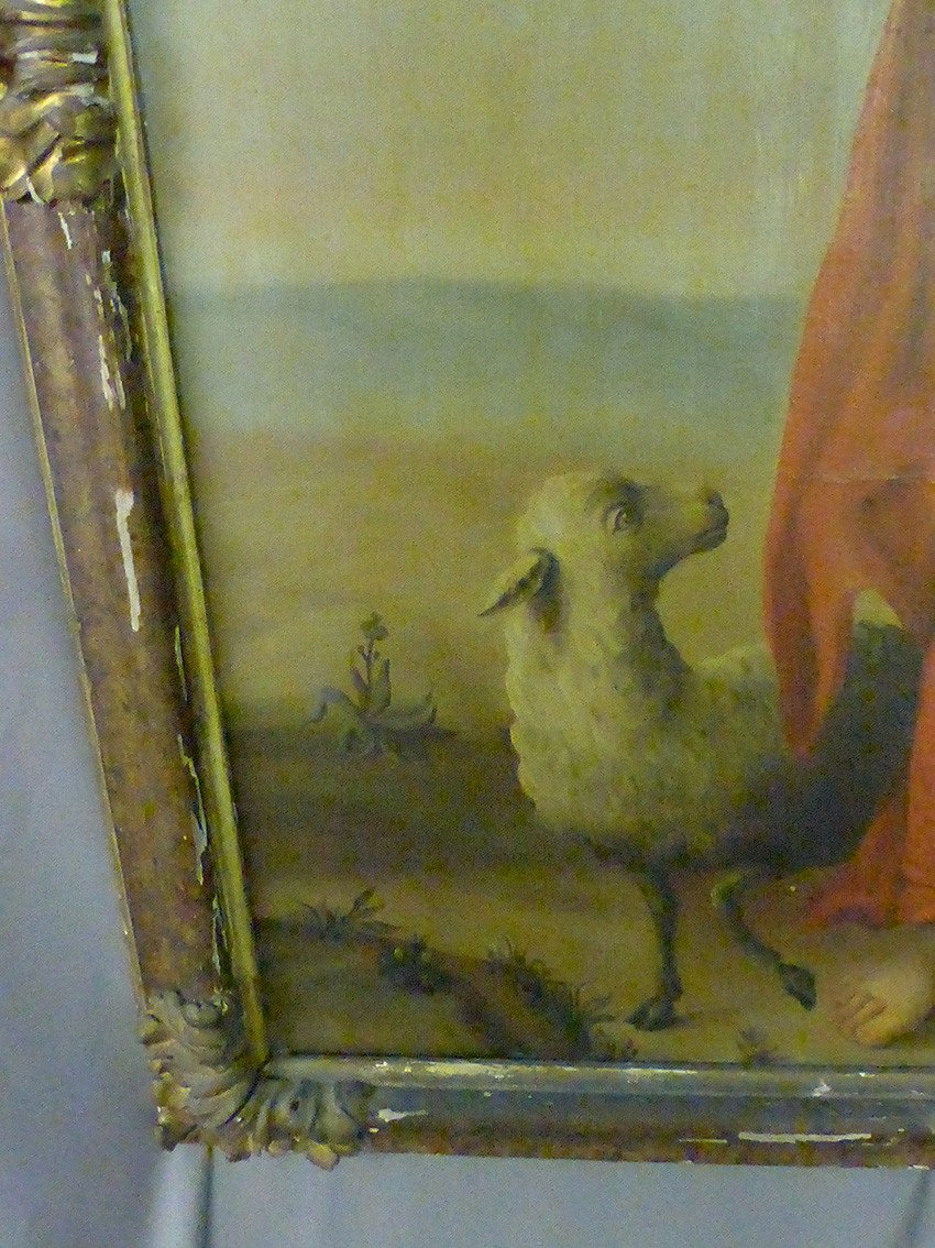 Large Table XIX "saint John The Baptist And The Mystical Lamb" XVII Frame.-photo-3