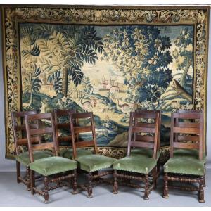 Suite De Huit Chaises Louis XIII époque XVIII