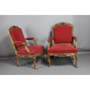 Paire De Fauteuils Style Louis XV