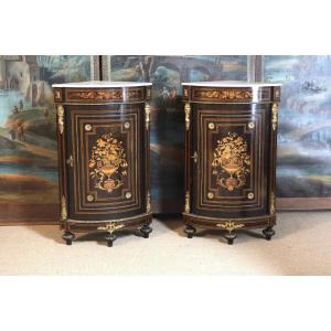 Pair Of 19th Century Inlaid Corner Cabinets