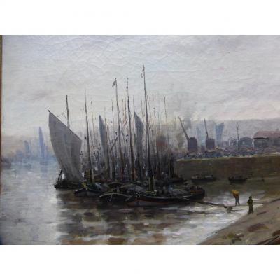 Table XIX "boats At The Port" French School H.delpech