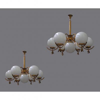 Pair Of Brasserie Chandeliers